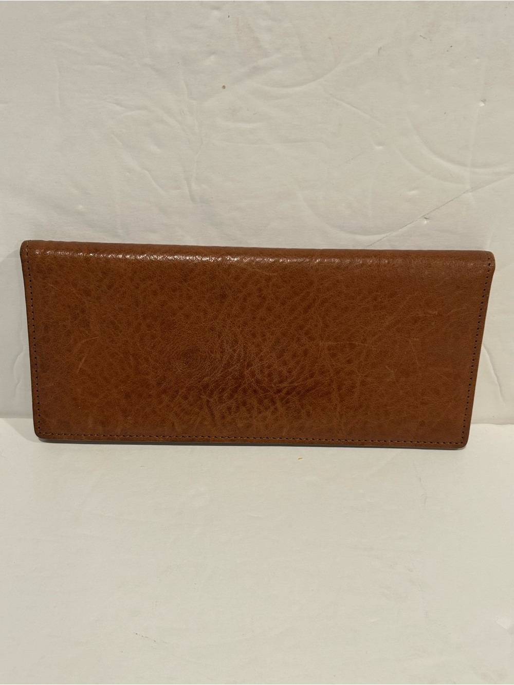 Leatherology full-grain Pebble Leather Bifold Long Wallet Cognac Minimalist